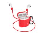 Θήκη Hoco WB10 Silicone Protective για Airpods 1/2 Κόκκινη με Γάντζο και Strap Λαιμού