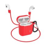 Θήκη Hoco WB10 Silicone Protective για Airpods 1/2 Κόκκινη με Γάντζο και Strap Λαιμού