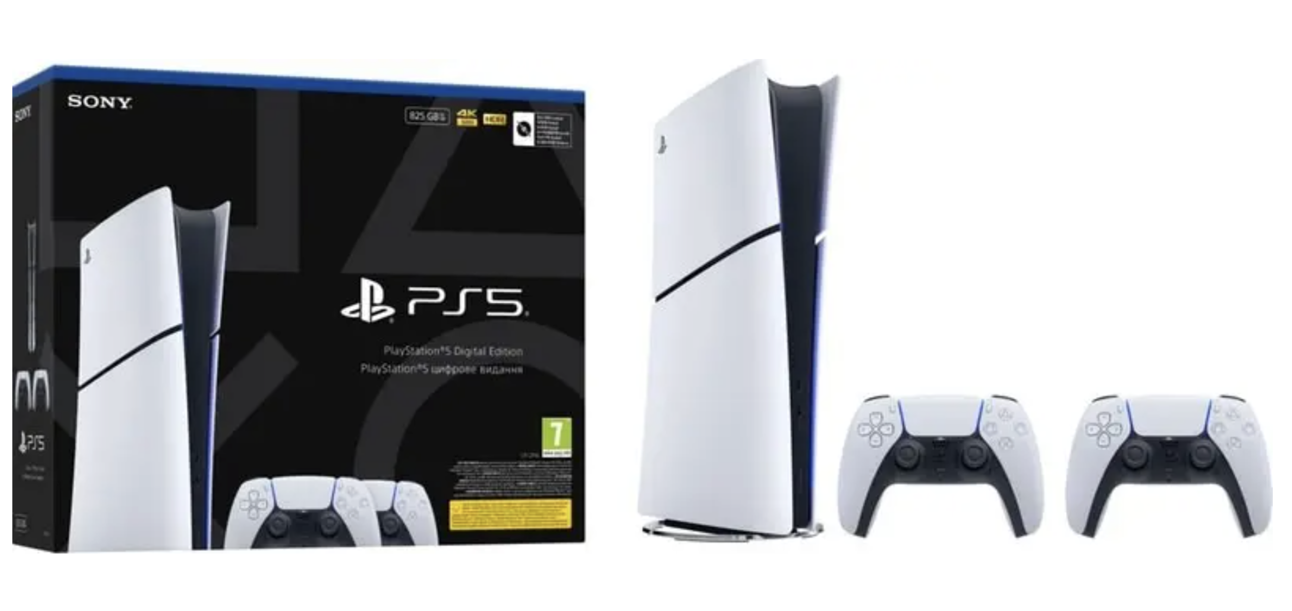 Sony PlayStation 5 Digital Edition Slim 825GB & 2x DualSense